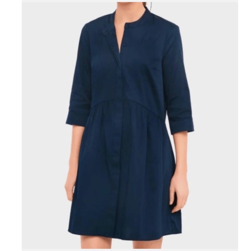 Tuckernuck Navy Blue Royal PoplinShirt Dress‎ 100% Cotton R20620T  XS